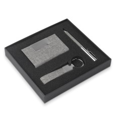 Kit escritório porta cartão, chaveiro e caneta metálica Personalizado
