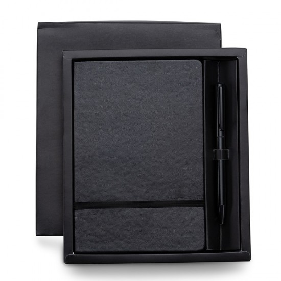 Conjunto executivo com caderno e caneta em estojo de papelão Conjunto executivo com caderno e caneta em estojo de papelão