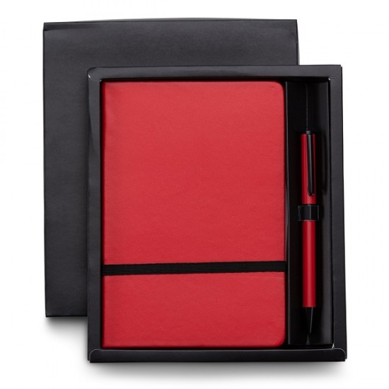 Conjunto executivo com caderno e caneta em estojo de papelão Conjunto executivo com caderno e caneta em estojo de papelão