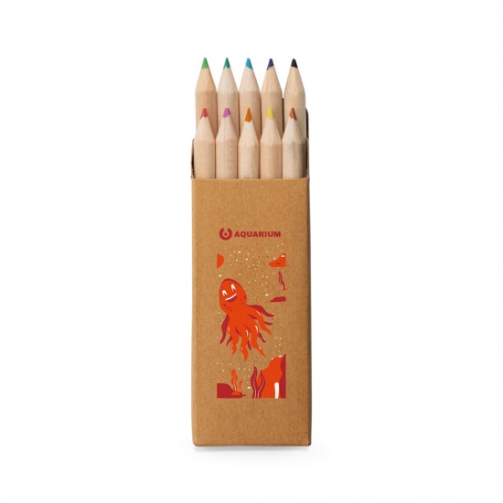 Caixa de Cartão com 10 Mini Lápis de Cor Personalizado Caixa de Cartão com 10 Mini Lápis de Cor Personalizado