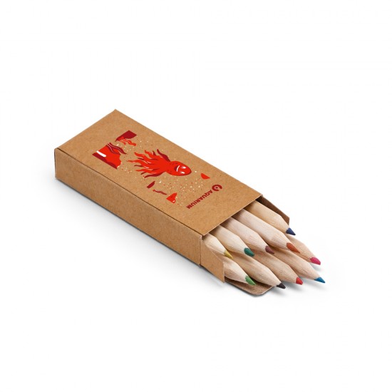Caixa de Cartão com 10 Mini Lápis de Cor Personalizado Caixa de Cartão com 10 Mini Lápis de Cor Personalizado