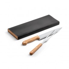 Kit churrasco em caixa kraft com 2 utensílios 3m aço inox e bambu Personalizado