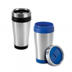 Copo de viagem em aço inox e PP, térmico com parede dupla isolada a ar 420 mL Personalizado