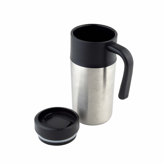 Caneca em aço inox de 450ml com Tampa Plástica Personalizada Caneca em aço inox de 450ml com Tampa Plástica Personalizada