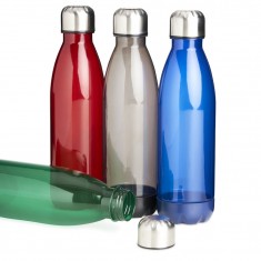 Garrafa Squeeze. AS e aço inox. Capacidade até 700 ml. 