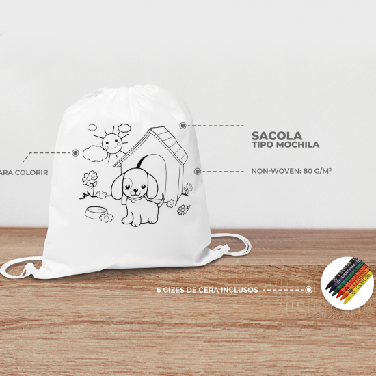 Sacola Tipo Mochila para Colorir Personalizada Sacola Tipo Mochila para Colorir Personalizada