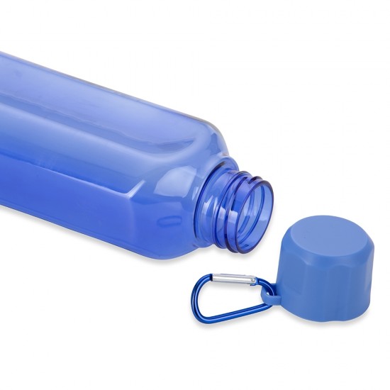 Squeeze plástico 730ml com tampa rosqueável e mosquetão colorido. Squeeze plástico 730ml com tampa rosqueável e mosquetão colorido.