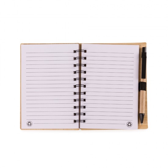 Bloco de Anotações Bambu com Caneta Personalizado Bloco de Anotações Bambu com Caneta Personalizado