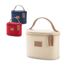 Bolsa de cosméticos em microfibra com detalhe em c.sintético Personalizada