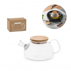 Bule de vidro borossilicato com tampa em bambu 750 mL Personalizado