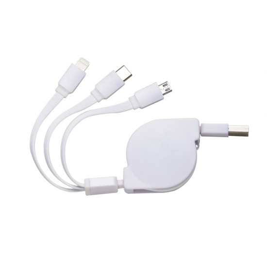 Cabo USB Retrátil 3 em 1 Promocional Cabo USB Retrátil 3 em 1 Promocional