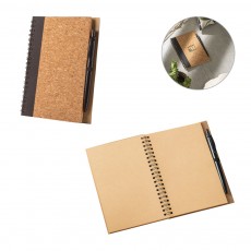 Caderno B6 de capa dura em cortiça e PET 100% reciclado com 140 páginas lisas recicladas Personalizado