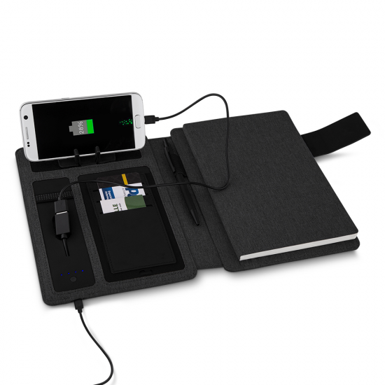 Caderno de Anotações com powerbank 4.000 mAh Personalizado Caderno de Anotações com powerbank 4.000 mAh Personalizado