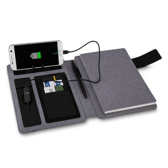 Caderno de Anotações com powerbank 4.000 mAh Personalizado Caderno de Anotações com powerbank 4.000 mAh Personalizado