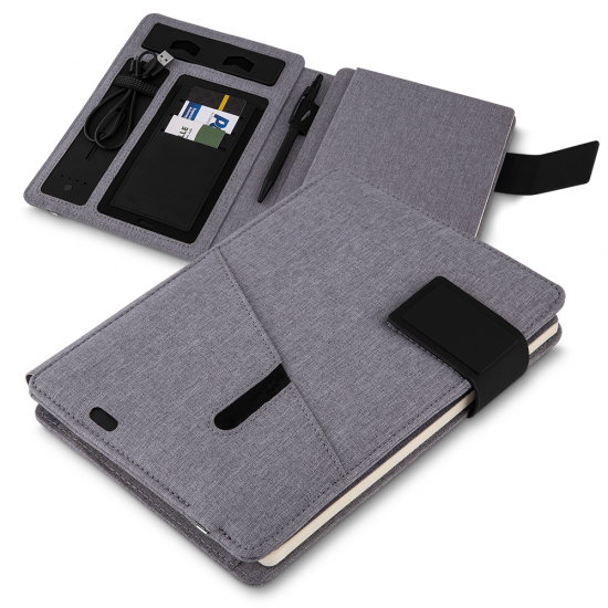 Caderno de Anotações com powerbank 4.000 mAh Personalizado Caderno de Anotações com powerbank 4.000 mAh Personalizado
