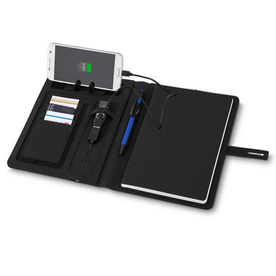 Caderno de Anotações com powerbank 4.000 mAh Personalizado Caderno de Anotações com powerbank 4.000 mAh Personalizado