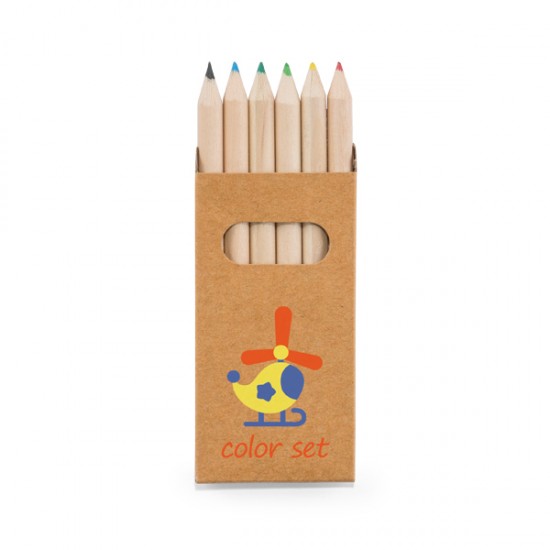 Caixa com 6 Mini Lápis de Cor Personalizado Caixa com 6 Mini Lápis de Cor Personalizado
