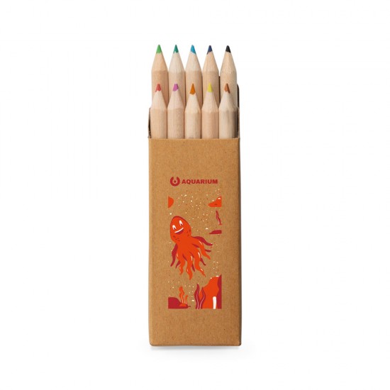 Caixa de Cartão com 10 Mini Lápis de Cor Personalizado Caixa de Cartão com 10 Mini Lápis de Cor Personalizado