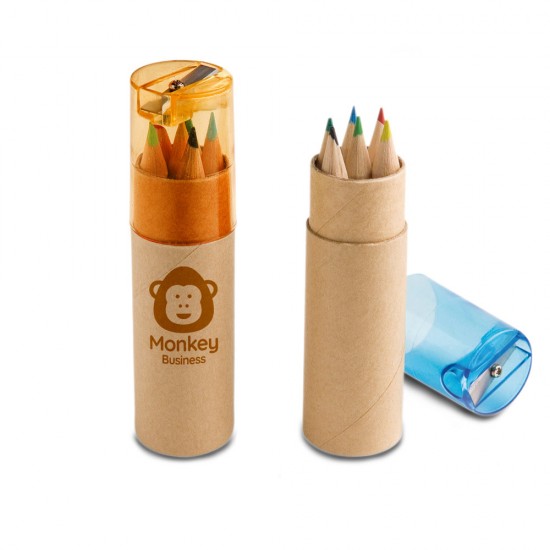 Caixa de cartão com 6 Mini Lápis de Cor Personalizado Caixa de cartão com 6 Mini Lápis de Cor Personalizado
