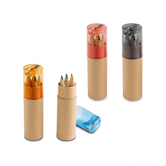 Caixa de cartão com 6 Mini Lápis de Cor Personalizado Caixa de cartão com 6 Mini Lápis de Cor Personalizado
