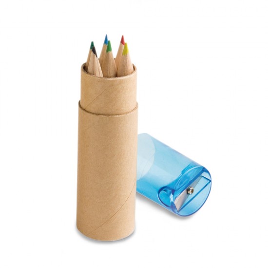 Caixa de cartão com 6 Mini Lápis de Cor Personalizado Caixa de cartão com 6 Mini Lápis de Cor Personalizado