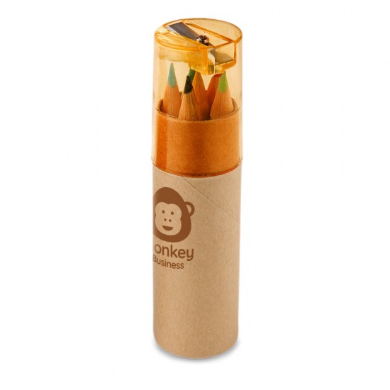 Caixa de cartão com 6 Mini Lápis de Cor Personalizado Caixa de cartão com 6 Mini Lápis de Cor Personalizado