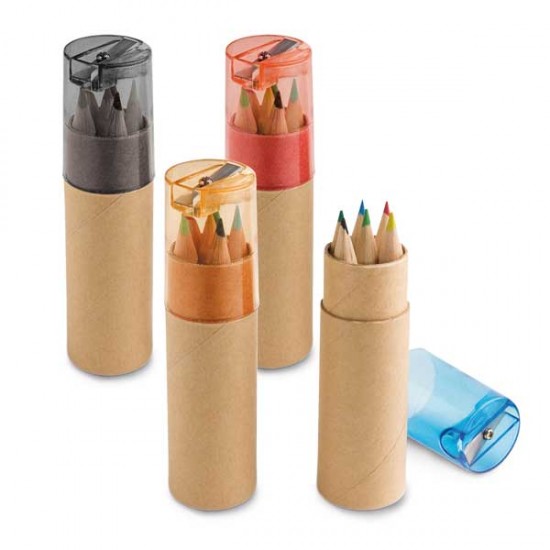 Caixa de Cartão com 6 mini lápis de Cor Personalizado Caixa de Cartão com 6 mini lápis de Cor Personalizado