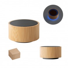 Caixa de som portátil em bambu e ABS com microfone e autonomia de 2h Personalizada