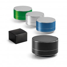 Caixa de som em alumínio 100% reciclado com microfone e autonomia de 3h Personalizada