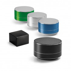 Caixa de som em alumínio 100% reciclado com microfone e autonomia de 3h Personalizada