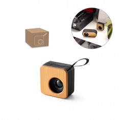 Caixa de som portátil em bambu e ABS 100% reciclado com autonomia de 4h Personalizada