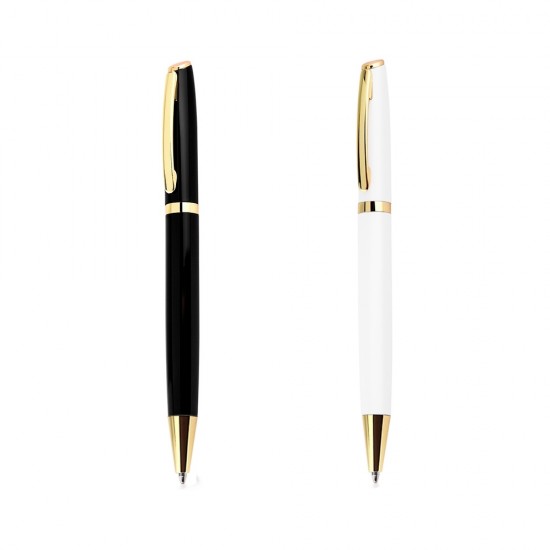 Caneta Metal com Detalhes em Dourado Personalizada Caneta Metal com Detalhes em Dourado Personalizada