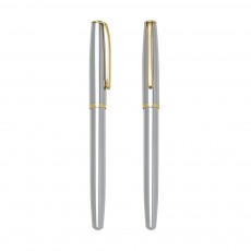 Caneta Metal Roller Prata com Tampa com Logotipo Personalizada