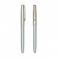 Caneta Metal Roller Prata com Tampa com Logotipo Personalizada