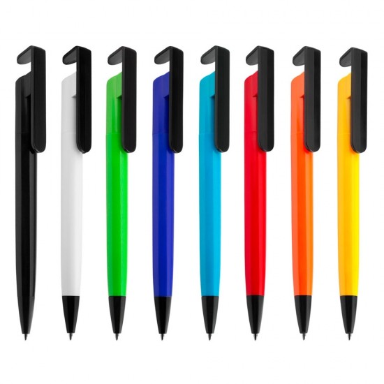 Caneta plástica com suporte para celular Personalizada Caneta plástica com suporte para celular Personalizada