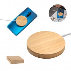 Carregador magnético wireless super-rápido em bambu 15 W Personalizado