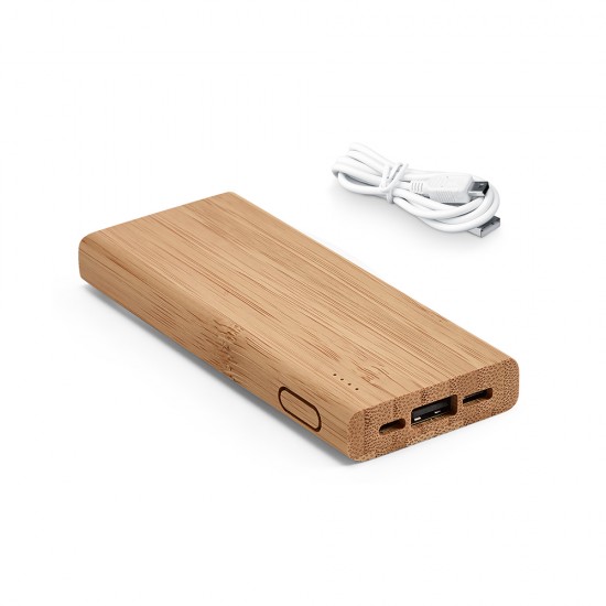 Carregador Portátil Power Bank 5.000mAh de Bambu Personalizado Carregador Portátil Power Bank 5.000mAh de Bambu Personalizado
