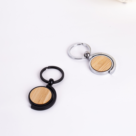 Chaveiro de metal com detalhe em bambu Personalizado Chaveiro de metal com detalhe em bambu Personalizado