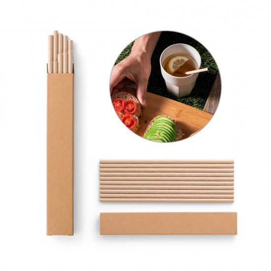 Conjunto de 10 Canudos em Papel Kraft Personalizado Conjunto de 10 Canudos em Papel Kraft Personalizado