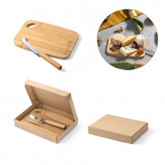 Conjunto de tábua de corte e pequena faca de queijo em bambu Personalizado