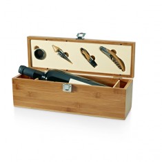 Conjunto para vinho em bambu e zinco Personalizado