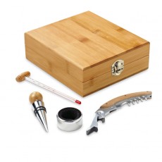 Conjunto para vinho em bambu e zinco Personalizado