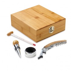 Conjunto para vinho em bambu e zinco Personalizado