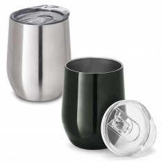Copo de viagem em aço inox, térmico com parede dupla isolada a vácuo e tampa deslizante 400 mL Personalizado