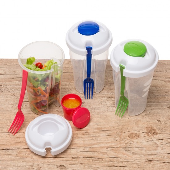 Copo Salada com Garfo e Suporte para Molho Personalizado Copo Salada com Garfo e Suporte para Molho Personalizado