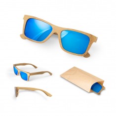 Óculos de sol em bambu om lentes espelhadas Personalizada