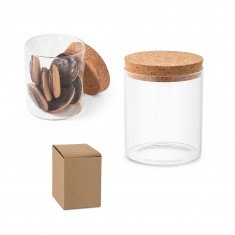 Frasco em vidro borosilicato com tampa de cortiça 380 mL Personalizado