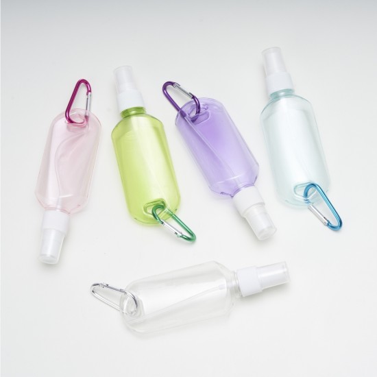 Frasco Plástico 100ml com Mosquetão Personalizado Frasco Plástico 100ml com Mosquetão Personalizado