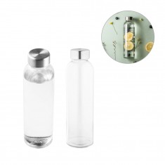 Squeeze em vidro com tampa em aço inox 500 mL Personalizado