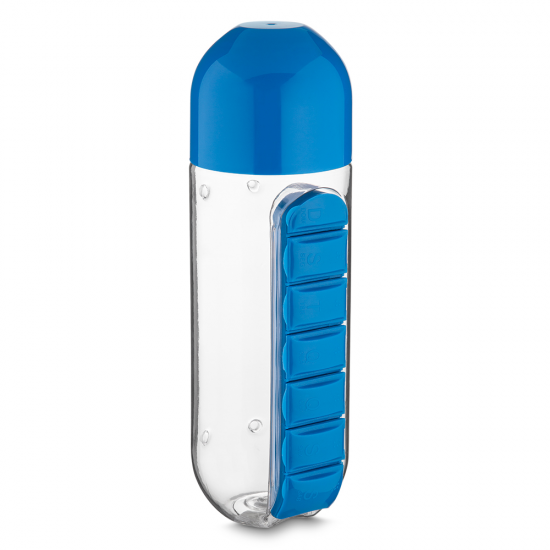 Garrafa Plástica com Porta Pílulas Personalizada Garrafa Plástica com Porta Pílulas Personalizada
